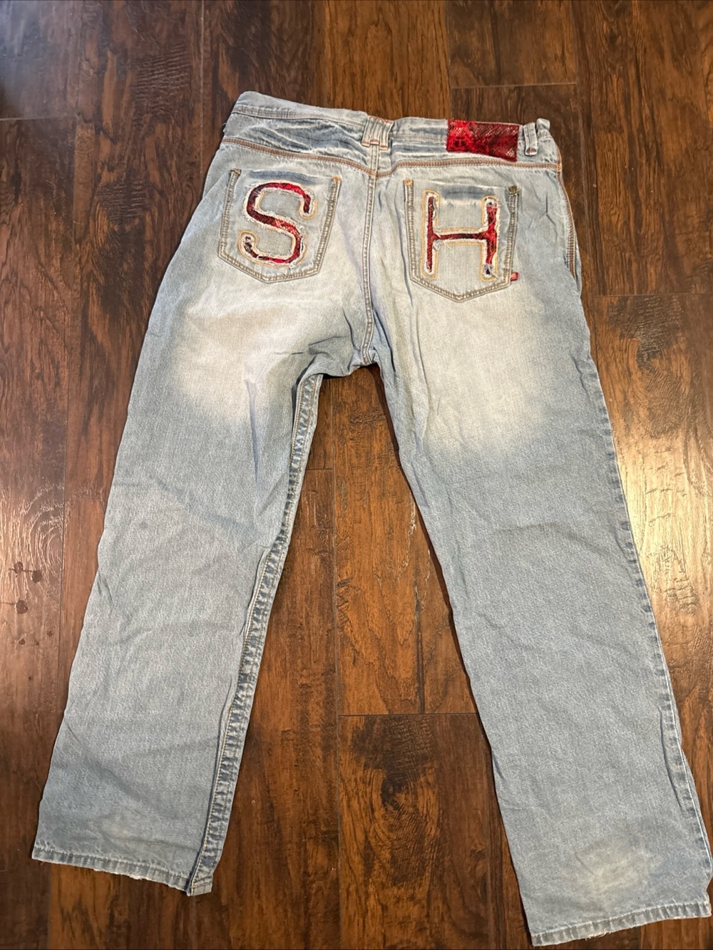 Stash house Blue Men’s Denim embroidered distressed red snake skin